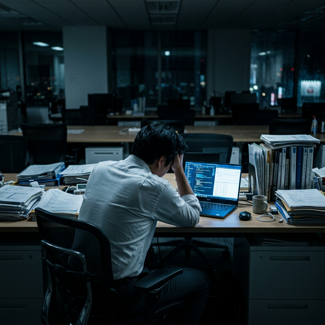 PDF業務に追われるオフィスワーカー